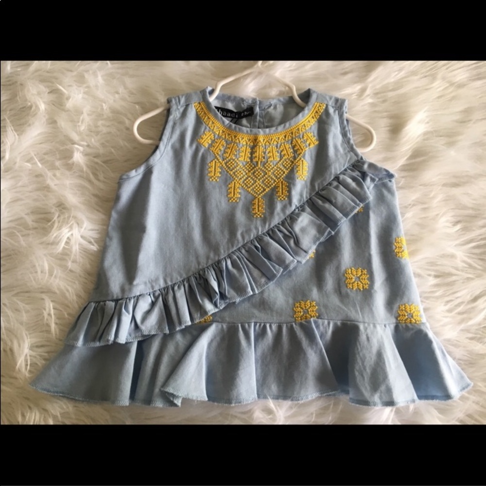 Embroidered denim top for girls